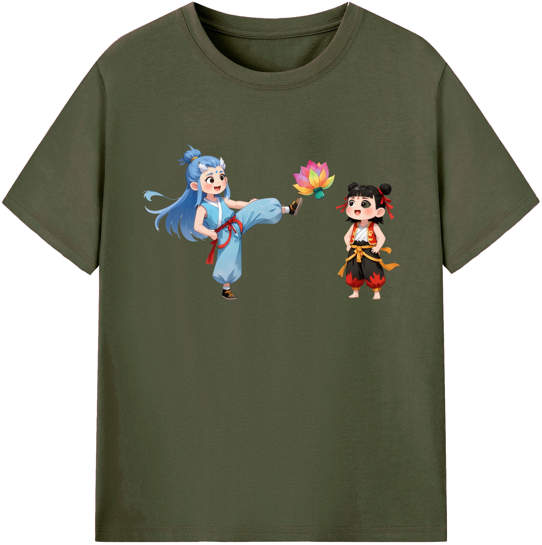 （画像用） Ne Zha 2 ナタ 魔童の大暴れ 綿100％ メンズ半袖Tシャツ｜肌触りやわらか＆通気性